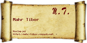 Mahr Tibor névjegykártya